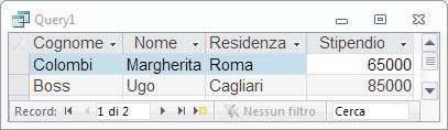 Si osservi che per controllare la presenza di valori nulli si deve usare il predicato IS NULL, mentre è errato ricercare tali valori in altro modo, come è