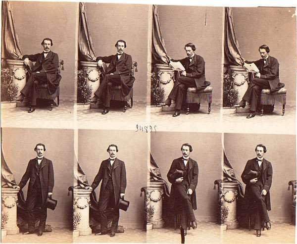 1854 André Adolphe Eugène Disderi brevetta la "carte devisite": ritratti di piccolo formato che saranno
