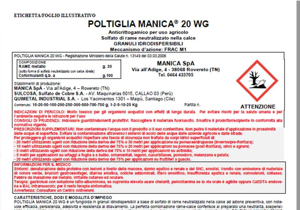 PRESCRIZIONI SUPPLEMENTARI: Non contaminare l acqua con il prodotto o il suo contenitore. Non pulire il materiale d applicazione in prossimità delle acque di superficie.