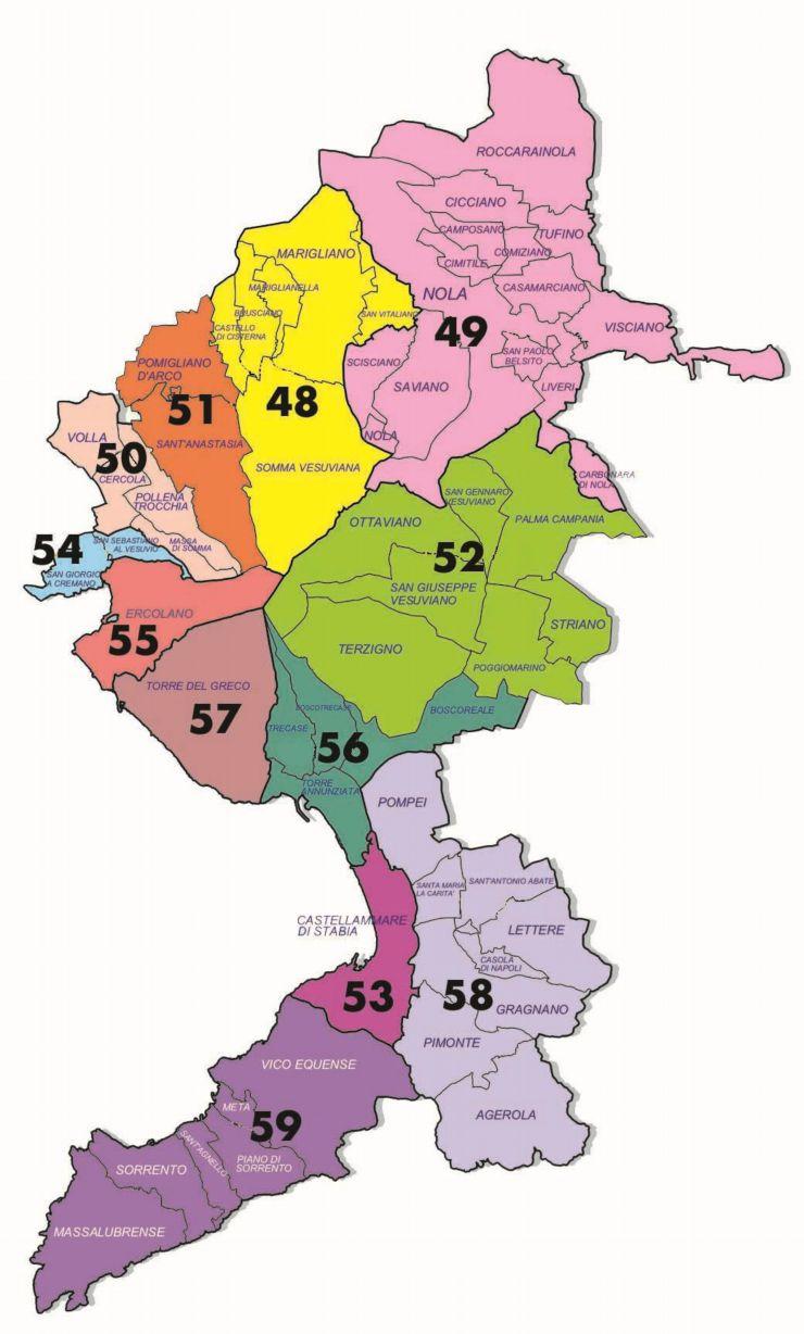 Comuni e territorio di competenza/ Municipalities and regions managed: AMBITI DISTRETTUALI NUOVA ASL NAPOLI 3 sud Comune