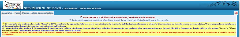 Nel caso si voglia eliminare una tassa già inserita, cliccare sulla crocetta rossa.