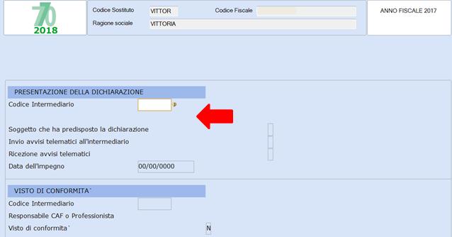 Di - Dati Intermediario: La nuova funzione DI "Dati Intermediario" permette di definire la tipologia di invio telematico che si intende predisporre, optando fra 1 - Invio in un unico flusso o 2 -