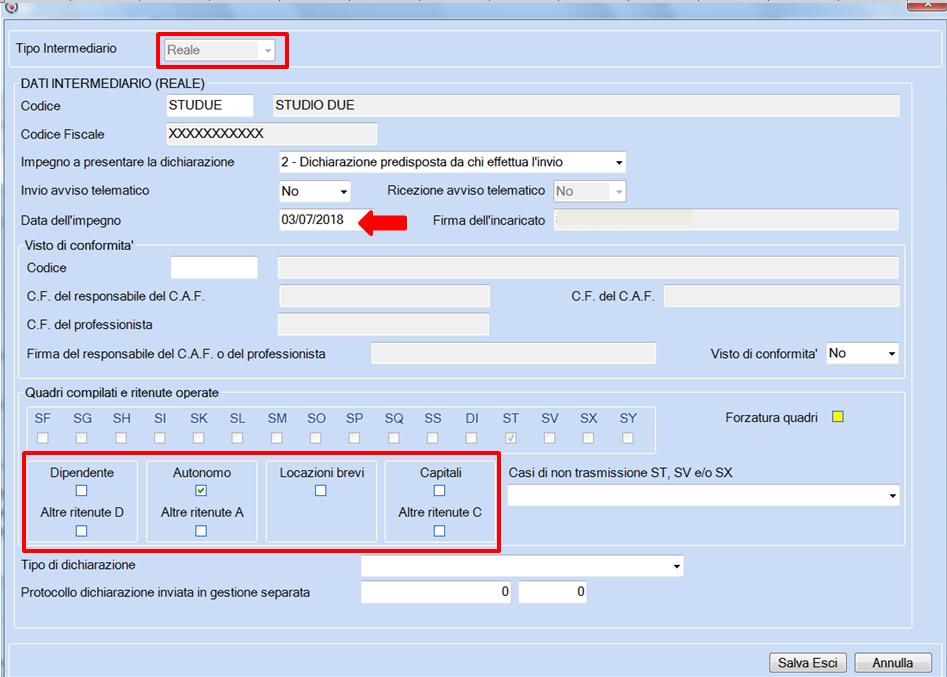 Selezionare una o più delle seguenti tre tipologie di ritenute, oggetto di invio dall'intermediario selezionato: redditi di lavoro dipendente redditi di lavoro autonomo redditi di capitale.