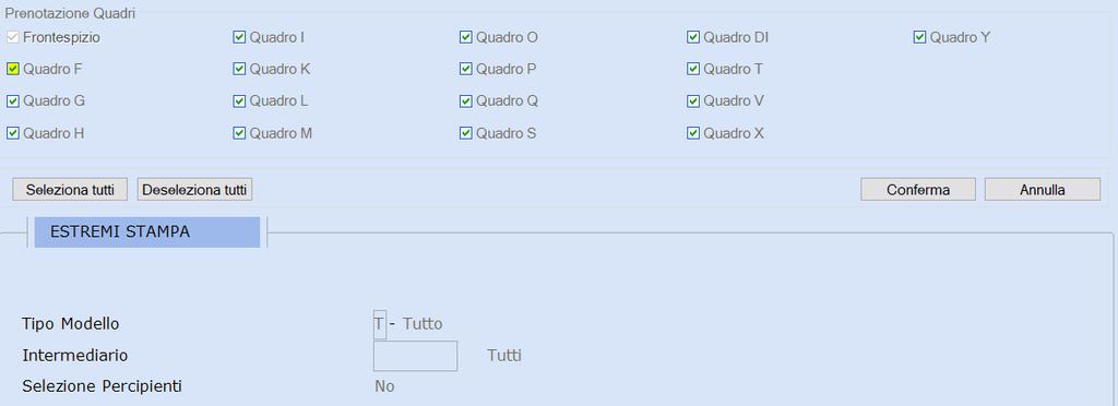 Confermare la prenotazione dei quadri. Procedere con 7. Stampa Ministeriale interno dichiarazione esterna 27. Modello 770 01.