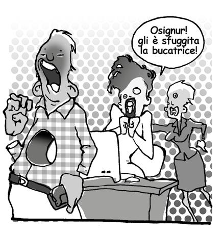 Illustrazione: Corrado Mordasini Savoia/Vitale, Lo Svizzionario, 3 a edizione 2008 11 mercoledì Mano alla bucatrice Per fare i buchi ai