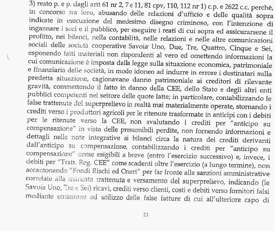 Segue. False comunicazioni sociali (artt. 2621, 2622 c.c.) esempio Capo di imputazione n.