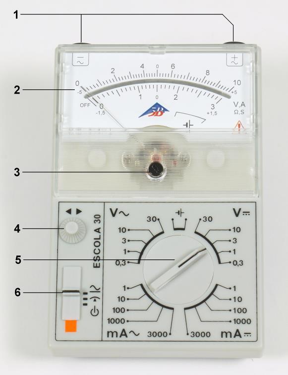 Descrizione ESCOLA 30 è uno strumento indicatore elettronico con scala a specchio per misurazioni analogiche di corrente e tensione per la formazione e l'insegnamento.