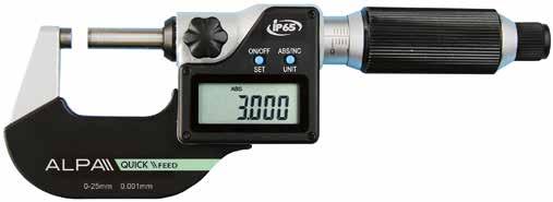 IP65 Digital micrometer Micrometro digitale IP65 EXACTO Resolution 0.001 - Tungsten carbide tipped, protection against penetration of dust and liquid, ABS function to return to absolute scale.