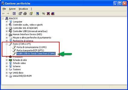 Configurazione utente client (medico di base) 7. Individuare, tra quelle sottostanti, la relativa voce Prolific USB-to-Serial Comm Port (es.