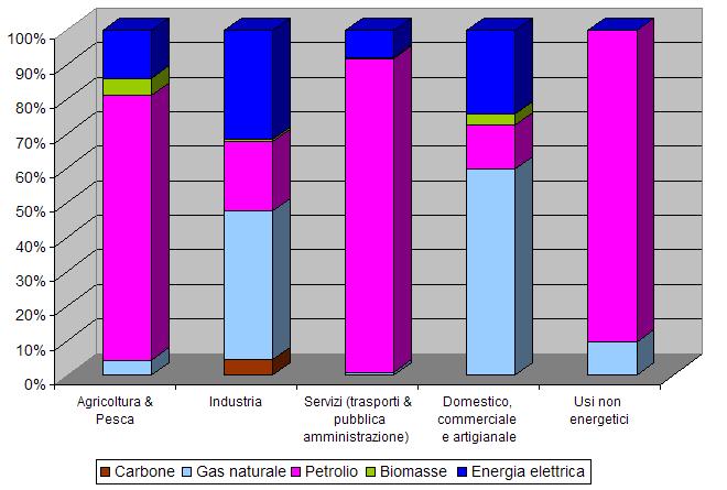 Dati energetici dell Italia Usi finali delle fonti primarie e