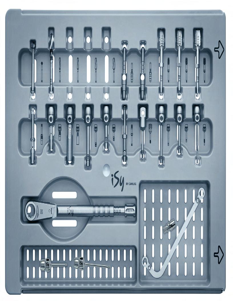 Strumenti Il kit chirurgico e protesico isy include gli strumenti chirurgici necessari per la preparazione del sito implantare ed è autoclavibile con gli strumenti inseriti. J5050.