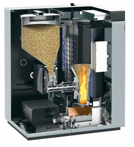 numero di giri a progressione continua 3 6 7 per funzionamento modulante 5 Stiva pellet 6 Valvola stellare per la massima sicurezza contro il ritorno di fiamma 7 Camera di combustione in ceramica