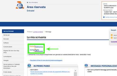 Procedi facendo click sul banner Fattura elettronica/corrispettivi Elettronici che