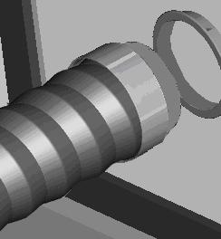 Inserire il raccordo circolare per kit oblò nel tubo flessibile retrattile e inserire il tubo flessibile retrattile con raccordo