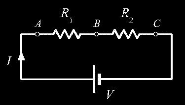 esistori Consideriamo due resistori di resistenza e collegati come in figura Quando entrambi i resistori sono attraversati dalla stessa corrente, la connessione è detta in serie La
