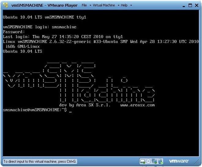 Immagine 2 Finestra VMWare Player avvio sistema Solo al primo avvio, il software VMWare Player potrebbe visualizzare il seguente messaggio: Immagine 3 Finestra di notifica