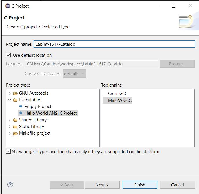 Utilizzo di Eclipse CDT Nuovo Progetto Create un nuovo progetto Selezionare dal menu File New C/C++ project C Managed Build Next Dare un nome al progetto,