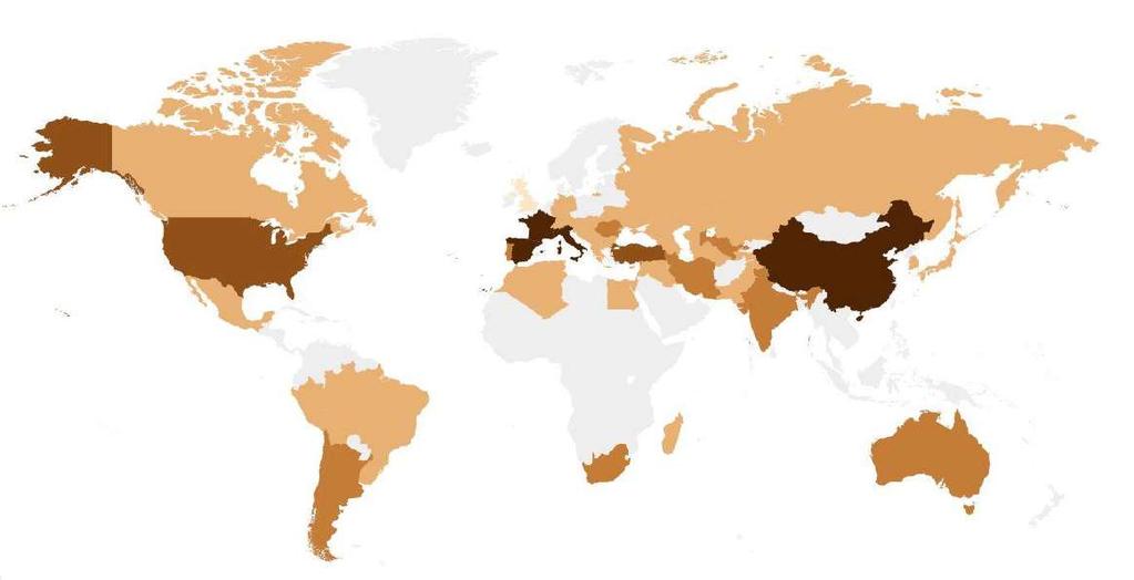 La superficie a vite nel mondo nel 2017 Migliaia di ha