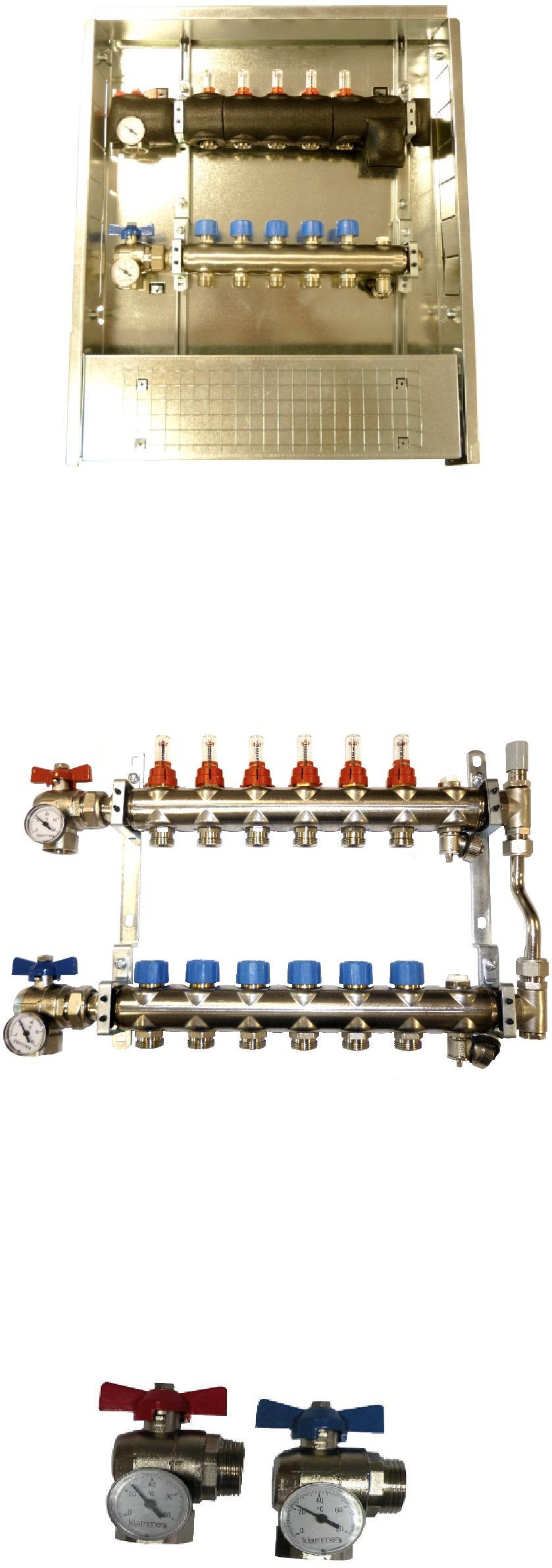45 ACCESSORI GUSCI ISOLANTI KIT ISO I collettori di distribuzione della serie INOX possono essere utilizzati anche negli impianti con raffrescamento radiante o impianti con acqua refrigerata