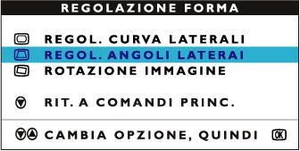 The OSD Controls 3) Premere il pulsante Compare la finestra ADJUST SHAPE (Regolazione forma). Viene evidenziato ADJUST SIDE CURVE (Regolazione curvatura laterale).