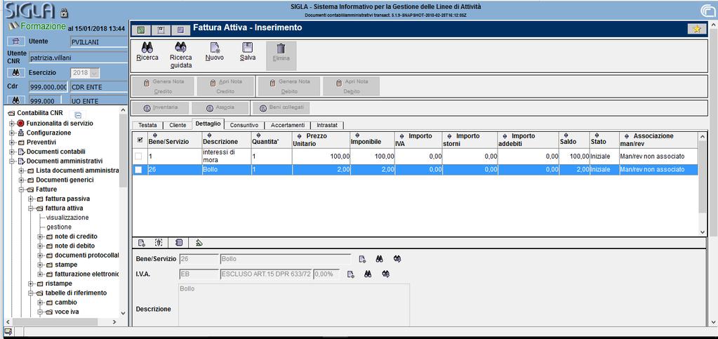 Articolo etichettato come Bollo L assenza del dettaglio Bollo, nei casi in cui il requisito di applicazione è verificato, non consente il salvataggio del documento e viene restituito un messaggio all