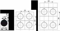PULSANTI Ø16 Ausiliari di Comando e Sezionatori Questa dimensione offre una superficie