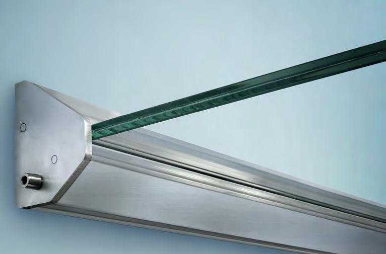 lighting that could be inserted into the lower part, for the pedestrian crossing illumination, and inside the profile, in correspondence with the glass thickness The system is easy to