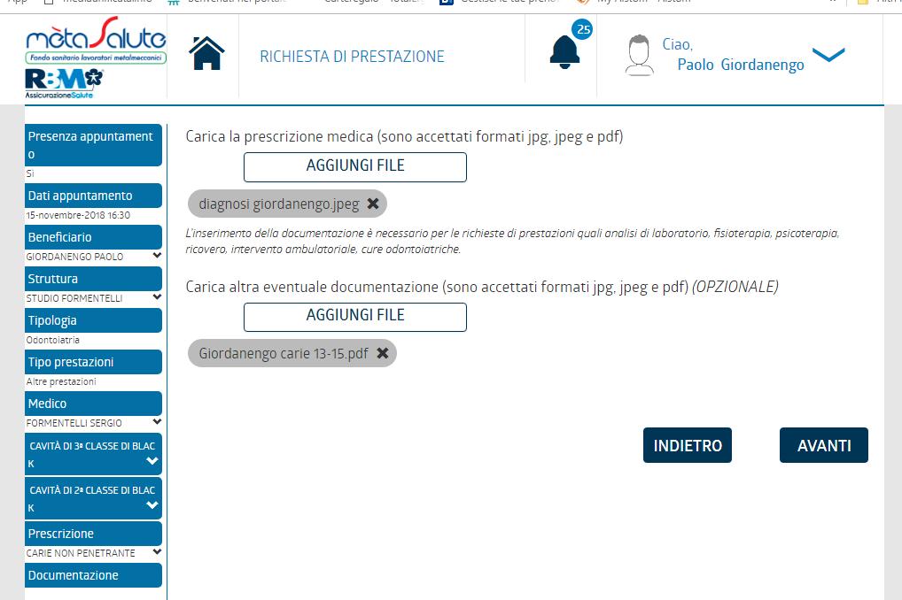 FILE E ALLEGA RX FOTO DEI DENTI DA RIPARARE UNA