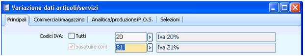 Fig. 3 Menu Magazzino Servizi - Variazione dati articoli/servizi - Principali Archivi Contropartite parametri Nel momento in cui