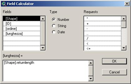 2.5 Analisi quantitativa 2.5.1 Creazione del campo lunghezza Creare nella tabella un nuovo campo numerico di nome lunghezza, come al punto 2.4.1. 2.5.2 Calcolo della lunghezza Nella tabella selezionare il campo lunghezza, aprire il Field Calculator con Calculate ( inserire la stringa [Shape].