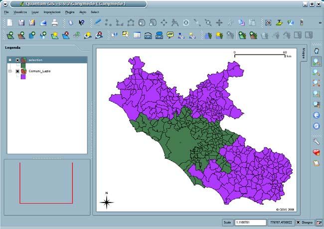 shp di cui selezioneremo i comuni della Provincia di Roma per creare un nuovo strato vettoriale Dalla