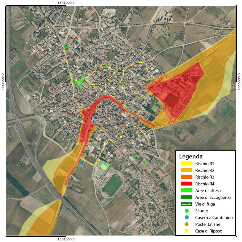 Comune di Nuraminis - Dettaglio Centro Urbano con zone a rischio idraulico Numeri utili numeri d emergenza Corpo forestale e di vigilanza ambientale 1515 Emergenza sanitaria 118 Vigili del Fuoco 115