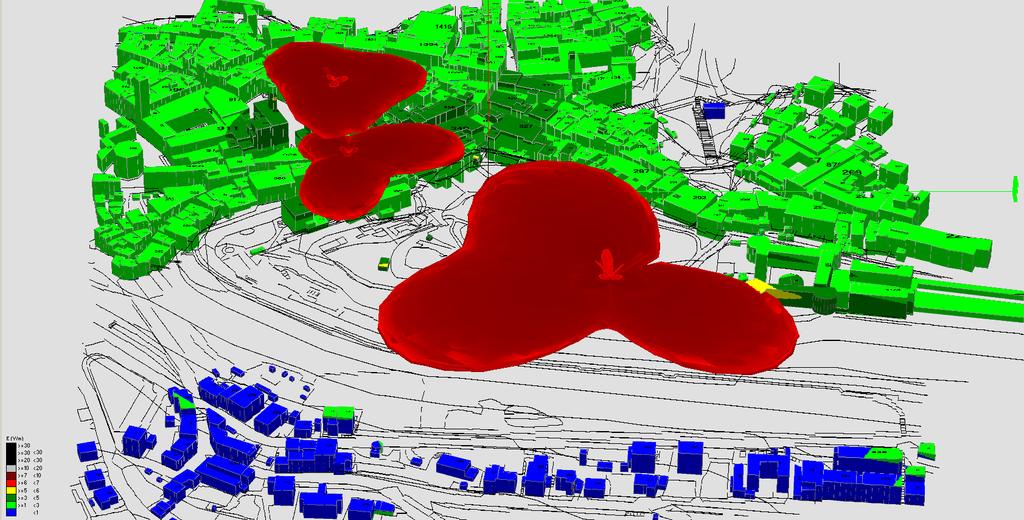 2.2.4 Zona Volterra Centro Nelle simulazioni si è tenuto conto dell'avvenuta unione tra le due compagnie Wind e H3G: trattandosi di dare evidenza del potenziale impatto elettromagnetico determinato