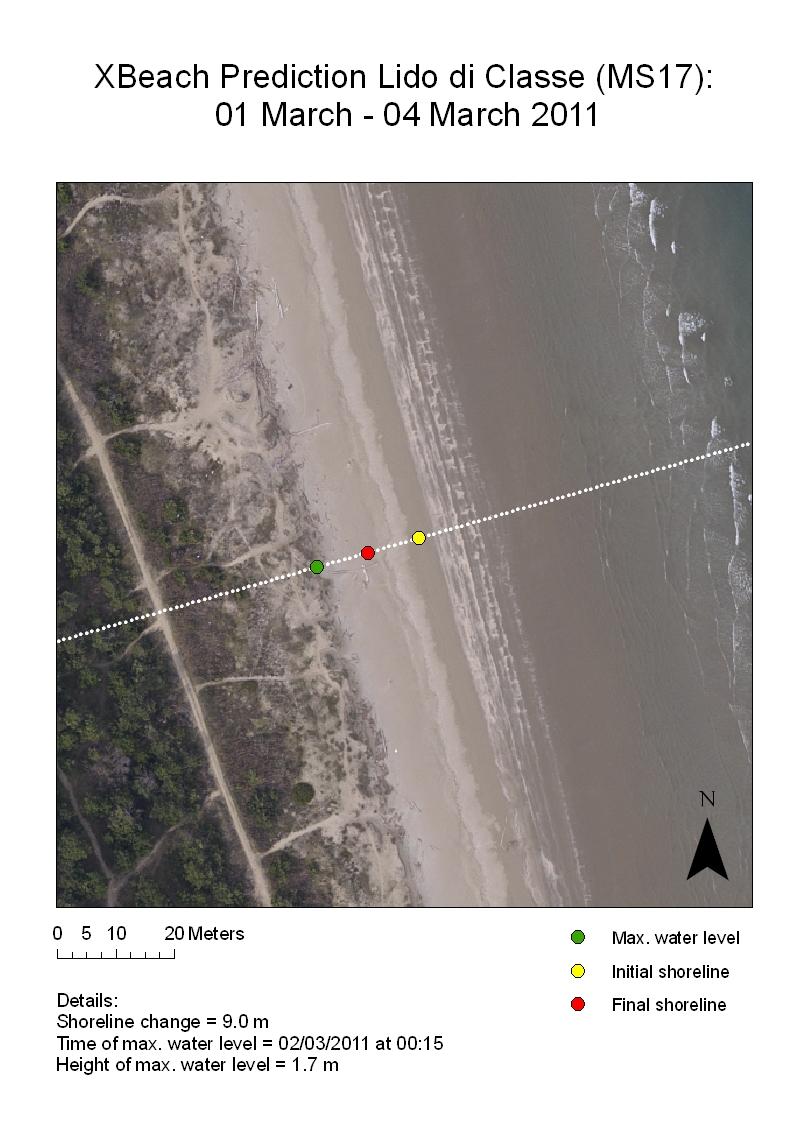 Obiettivo operazionale: erosione dune Esempio di previsione di punto di massima ingressione e