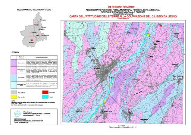 Redazione di cartografie di attitudine dei suoli ad alcune specie utilizzabili in