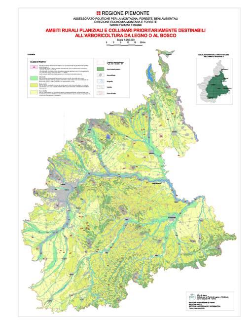 Redazione della Carta sugli ambiti prioritari destinabili all arboricoltura da legno e al bosco scala regionale (1:250.