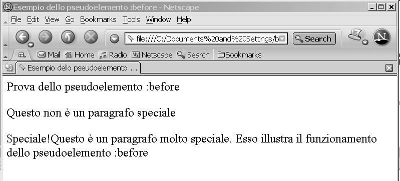 special:before {content: Speciale! } P.