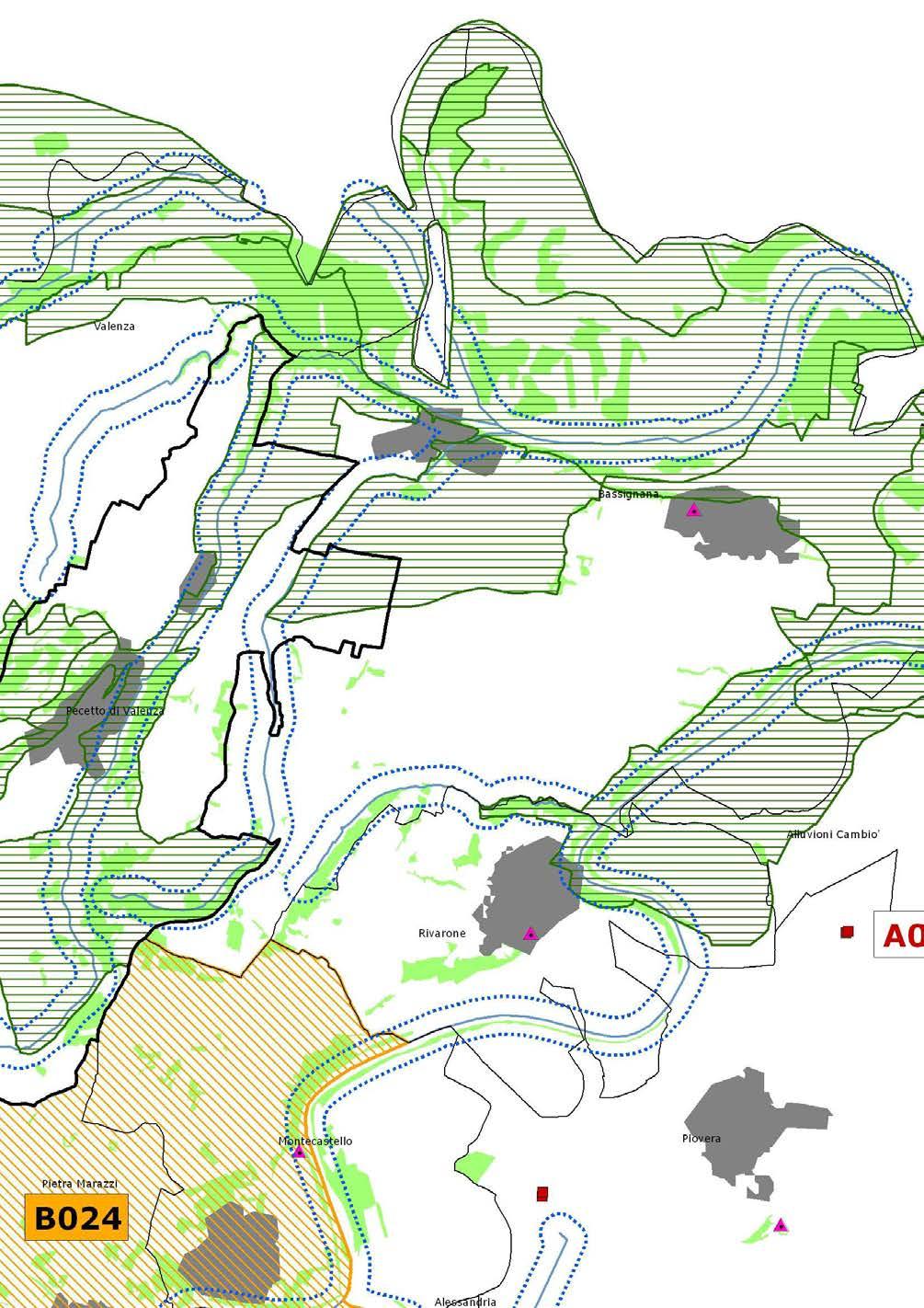 Comuni di Pecetto di Valenza e di Bassignana (AL) Stralcio Tavola P2.