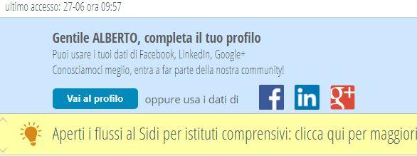 Click su Accedi in alto a dx Salvo l indirizzo tra i preferiti Inserisco codice personale e password che ho ricevuto dalla segreteria Al