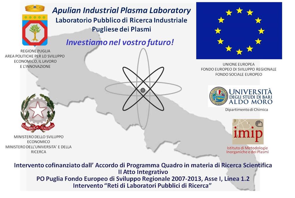 LIPP LABORATORIO PUBBLICO di RICERCA INDUSTRIALE PUGLIESE dei PLASMI APULIAN INDUSTRIAL PLASMA LABORATORY c/o Dipartimento di Chimica, Università degli studi di Bari "Aldo Moro" Via Orabona 4, 70126