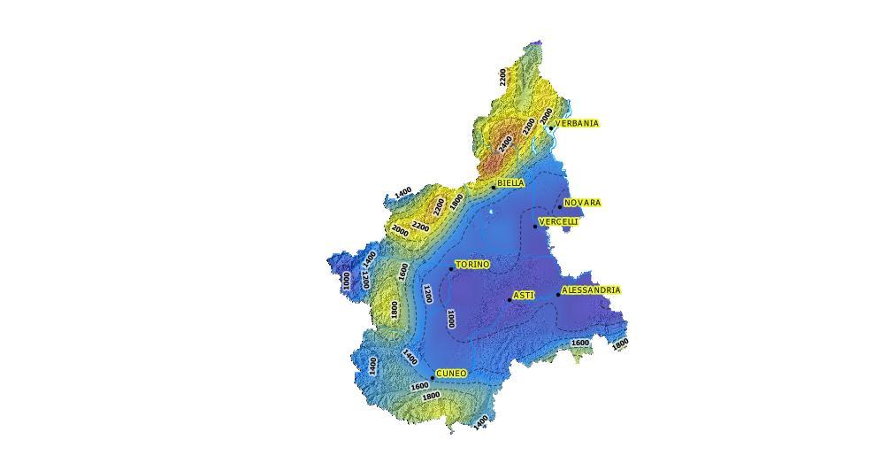 Figura 9 - Precipitazione totale nell anno 2018 in Piemonte La Figura 9 evidenzia la precipitazione totale nell anno 2018 in Piemonte; le zone che hanno ricevuto la maggiore quantità di pioggia annua