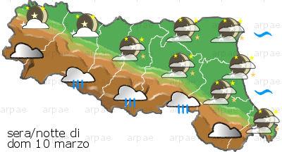 bollettino meteo regionale regional weather forecast Stato del tempo: centro-occidentali. cielo prevalentemente nuvoloso con addensamenti più consistenti sul settore appenninico.