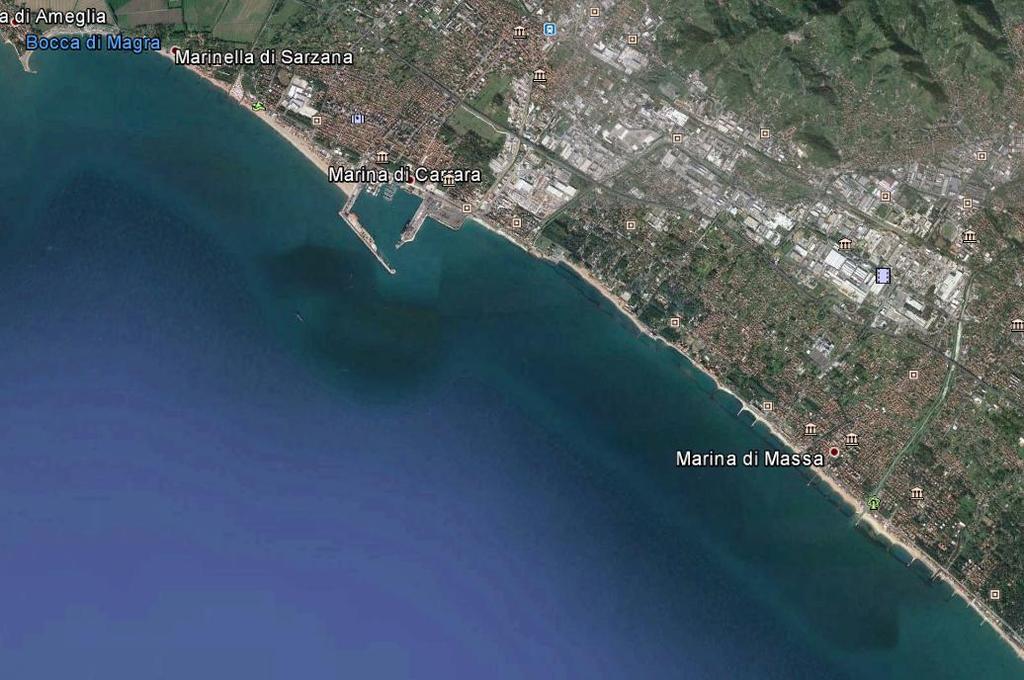 Introduzione - Il litorale di Marina di Massa 1 3 2 4 5 1. Foce del f. Magra 2. Porto di Carrara 3. Marina di Carrara 4. Marina di Massa 5.