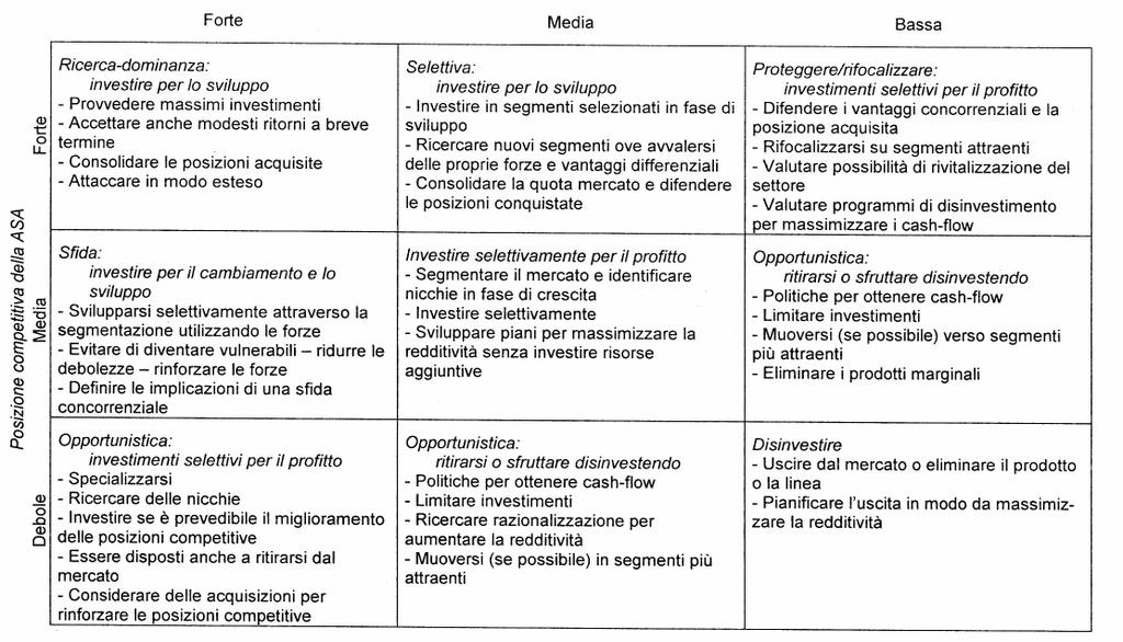 MATRICE GENERAL ELECTRIC/McKINSEY - 2 11 (Guido, 2003, pag.