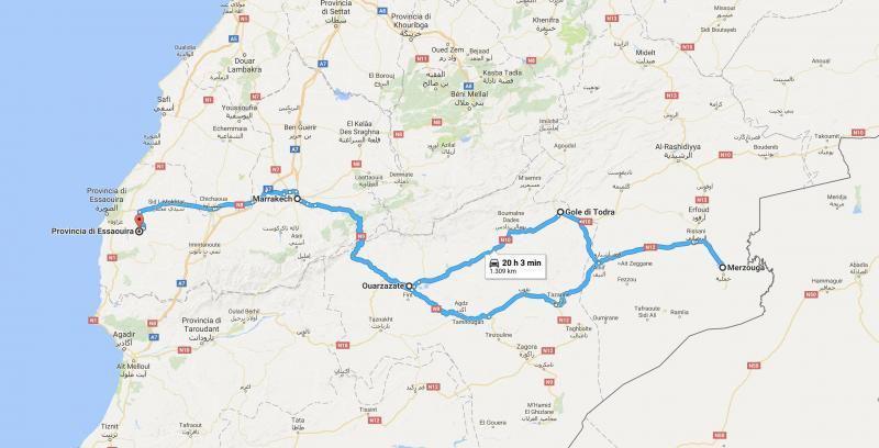 Itinerario Marocco breve sud GIORNO 1: ITALIA - MARRAKECH GIORNO 2: MARRAKECH GIORNO 3: MARRAKECH - AÏT BENHADDOU - OUARZAZATE (220 KM) GIORNO 4: OUARZAZATE GOLE DEL DADÈS GOLE DEL TODGHRA (230 KM)