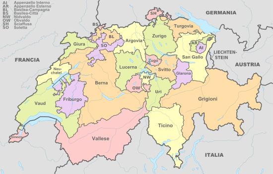 Dal 1848, la Confederazione svizzera è uno Stato federale composto da unità amministrative relativamente autonome denominate cantoni.