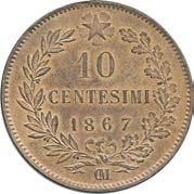 250 ENTESIMI 1867 B