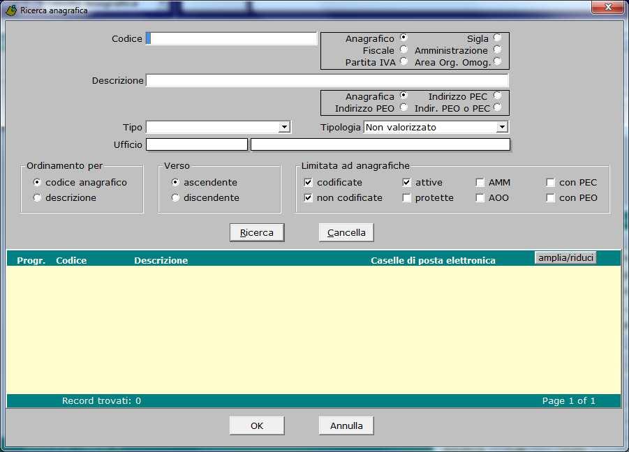 Nel cas in cui il destinatari sia nt nn sia necessari effettuare ricerche di tip particlare, il funzinament è analg a quell dispnibile nella versine precedente del prdtt (digitazine di cdice ppure