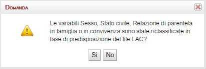 trasmettere il file Il sistema vi chiede se alcuni dati (sesso, stato civile ecc ) sono state codificate :