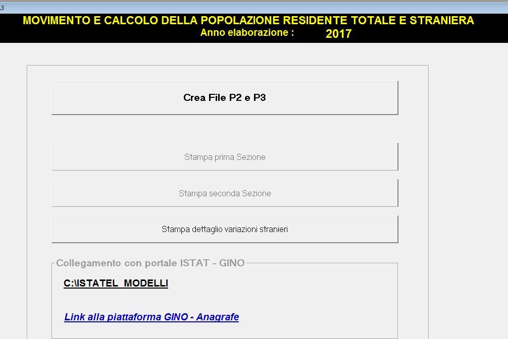 COME ESEGUIRE LA STATISTICA ISTAT-P2&P3 Verificate, prima di tutto, ed eventualmente inserite (la prima volta) i dati sulla popolazione di INIZIO ANNO 2017 che trovate nel prospetto in basso a destra